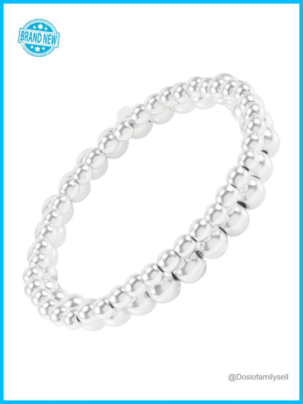 Sterling Silver Hematite Stretch Bead Bracelet Set 4mm 6mm 6.5in